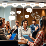 Professional interpreters at a conference, representing services in Chennai.